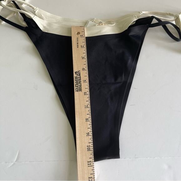 L*Space X Revolve Mackena Bikini Bottom Fused String Black Cream - Picture 5 of 14